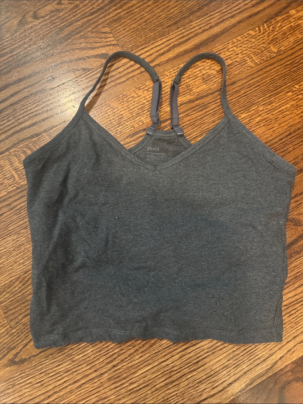 Pact Organic Cotton Charcoal Grey Supportive Cropped Tank Top in Size Medium